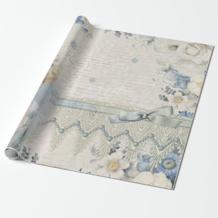 Shabby Chic Vintage Victorian Lady with Flowers Wrapping Paper