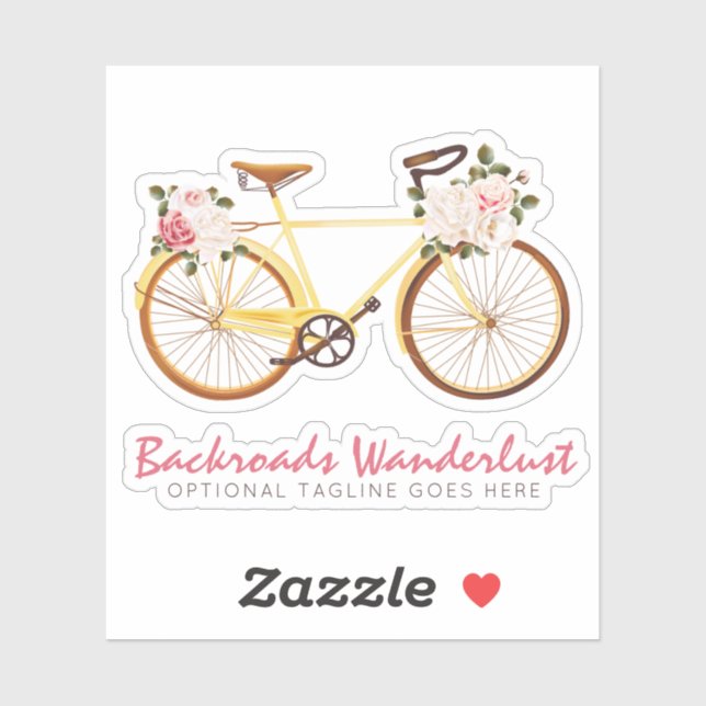 Shabby Chic Vintage Yellow Bicycle Roses Name Logo (Sheet)