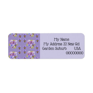 Shabby Chic Viola Flower Return Address Labels