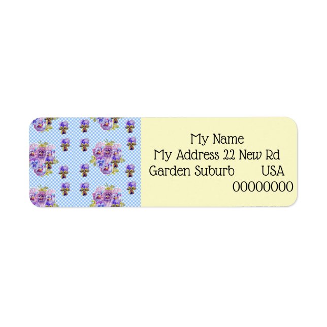 Shabby Chic Viola Flower Return Address Labels (Front)