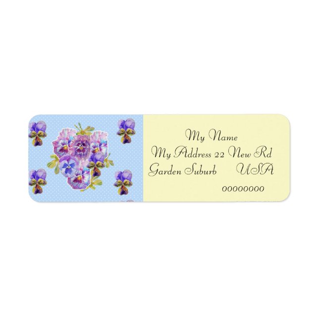 Shabby Chic Viola Flower Return Address Labels (Front)