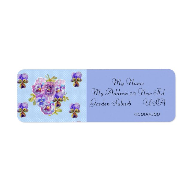 Shabby Chic Viola Flower Return Address Labels (Front)