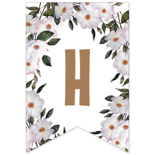 Shabby Chic Watercolor Pink Roses Ballerina Bunting