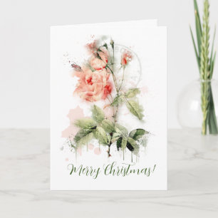 Shabby Chic Watercolor Roses Greeting Card