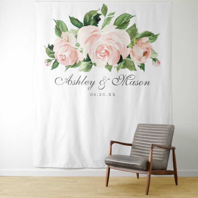 Shabby Chic Wedding Backdrop Photo Booth Tapestry (In Situ)