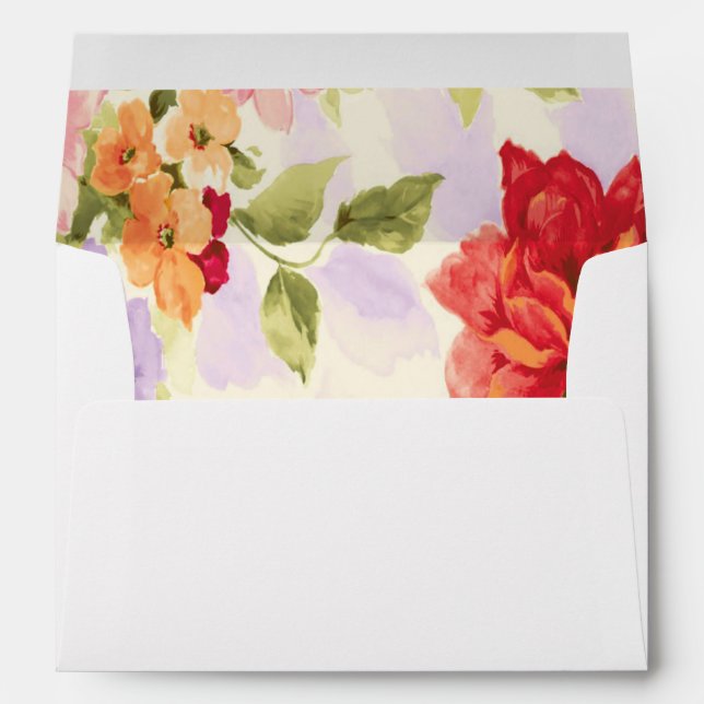 Shabby Chic Wedding Floral Pattern Lined Envelopes (Back (Bottom))