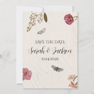 Shabby Chic Wedding Pressed Flowers  Invitation