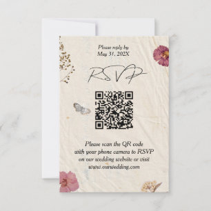 Shabby Chic Wedding Pressed Flowers RSVP Card