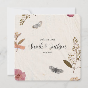 Shabby Chic Wedding Pressed Flowers  Save The Date