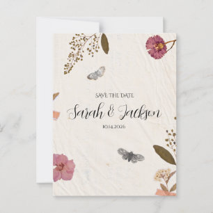 Shabby Chic Wedding Pressed Flowers Save the Date Postcard