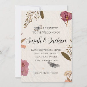 Shabby Chic Wedding Pressed Flowers Wedding Invite