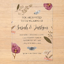 Shabby Chic Wedding Pressed Flowers Wedding Invite