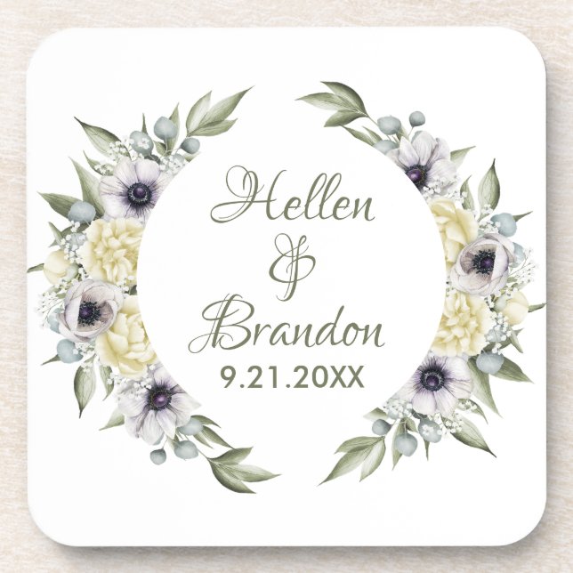 Shabby-chic White & Peach Floral Frame Coaster (Front)
