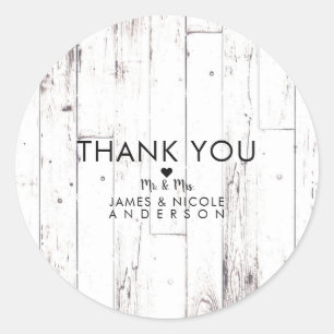 Shabby Chic White Wood Rustic Farmhouse Barn Favou Classic Round Sticker