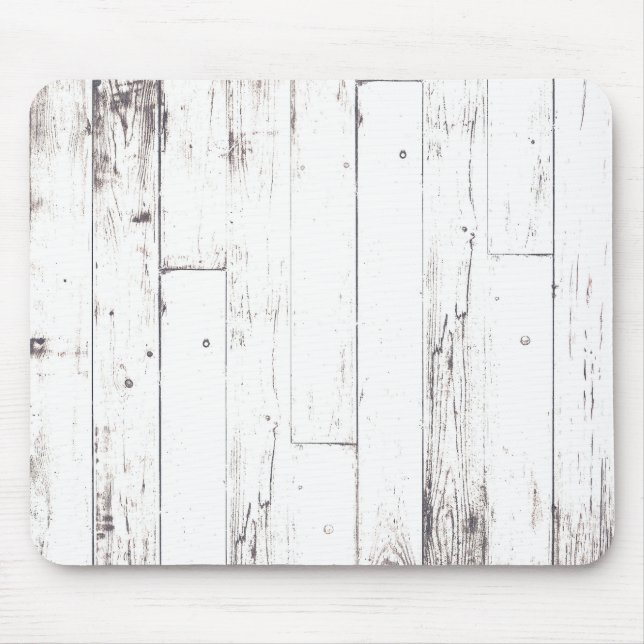 Shabby Chic White Wood Rustic Farmhouse Barn Mouse Mat (Front)