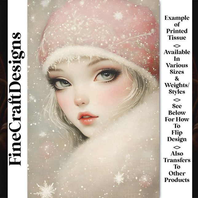 Shabby Chic Woman In Pink, Full Face BW3 Decoupage Tissue Paper (Creator Uploaded)