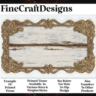 Shabby Chic Wood + Gold Scroll Frame AN2 Decoupage Tissue Paper