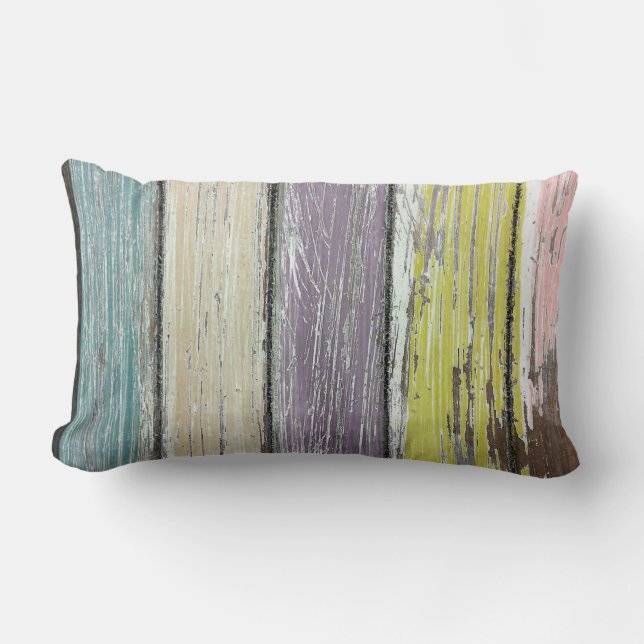 Shabby Chic Wood Lumbar Cushion (Front)