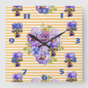 Shabby Chic Yellow Pansies Pansy Floral Art Clock