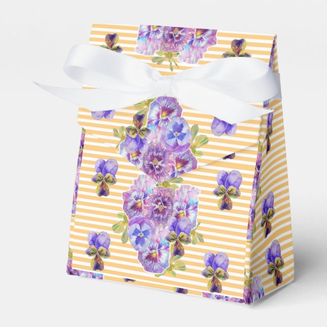 Shabby Chic Yellow Pansies Party Cake Favor Box (Front Side)