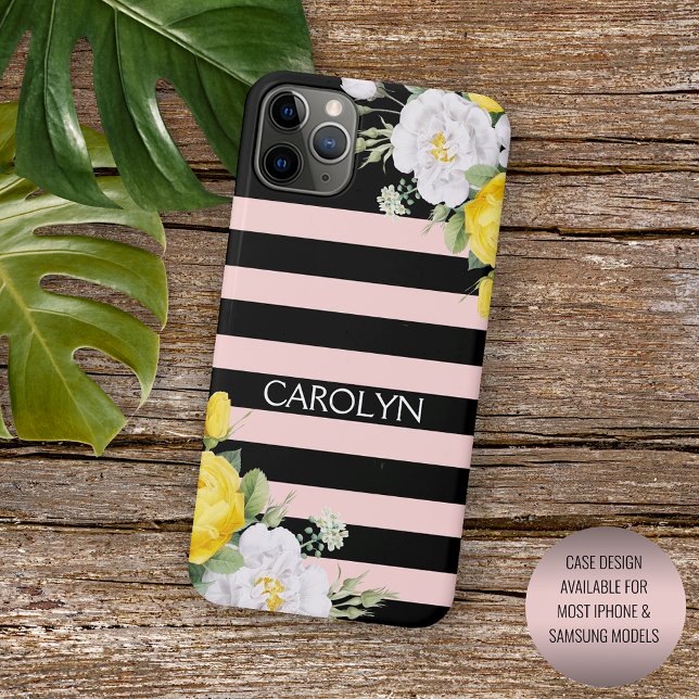 Shabby Chic Yellow White Roses Floral Pattern iPhone Case (Creator Uploaded)