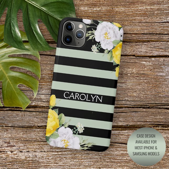 Shabby Chic Yellow White Roses Floral Pattern iPhone Case (Creator Uploaded)
