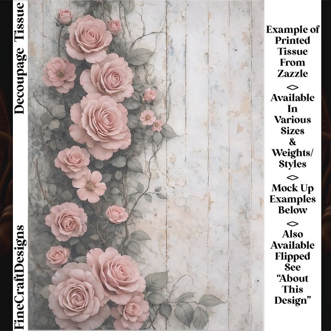 Shabby Climbing Pale Pink Roses FD9L Decoupage Tissue Paper (Creator Uploaded)