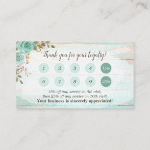 Shabby Cottage Chic Rustic Wood Floral Loyalty Business Card