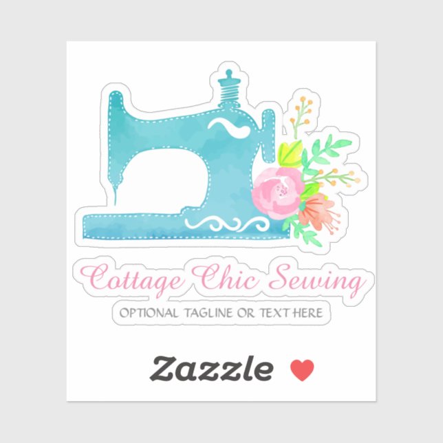 Shabby Cottage Chic Sewing Machine Floral Logo (Sheet)