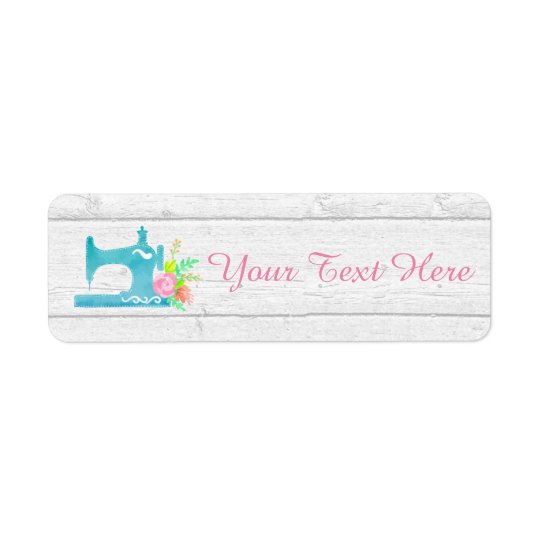 Shabby Cottage Chic Sewing Machine Rustic Wood Return Address Label
