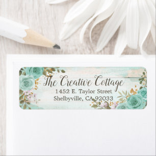 Shabby Cottage Chic Turquoise Floral Rustic Wood