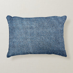 Shabby denim texture for background. Blue jeans Decorative Cushion