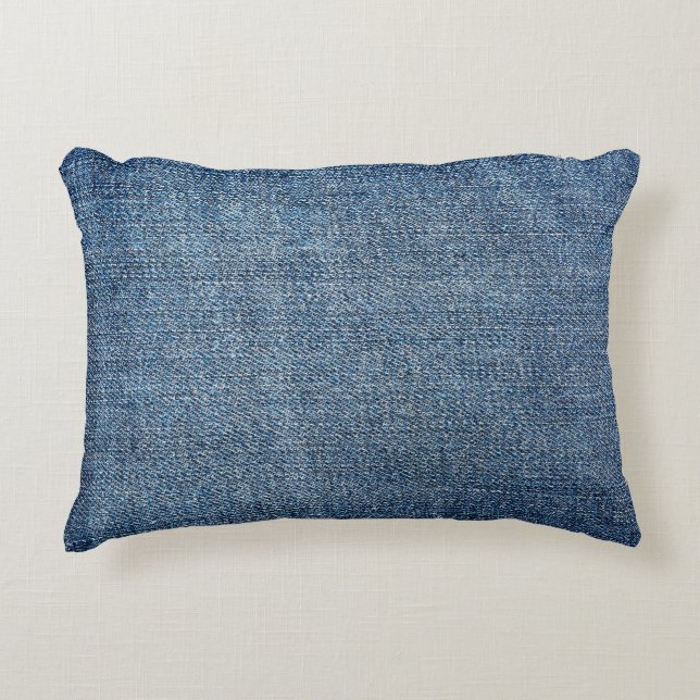 Shabby denim texture for background. Blue jeans Decorative Cushion (Front)