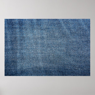 Shabby denim texture for background. Blue jeans Poster