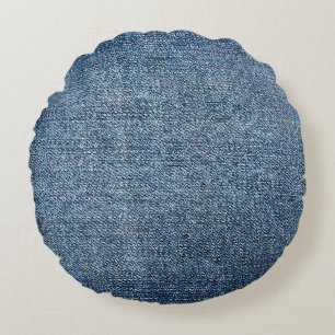 Shabby denim texture for background. Blue jeans Round Cushion
