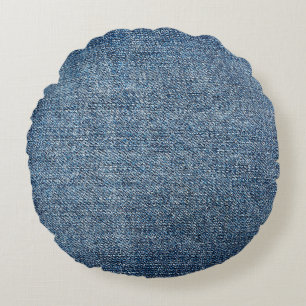 Shabby denim texture for background. Blue jeans Round Cushion