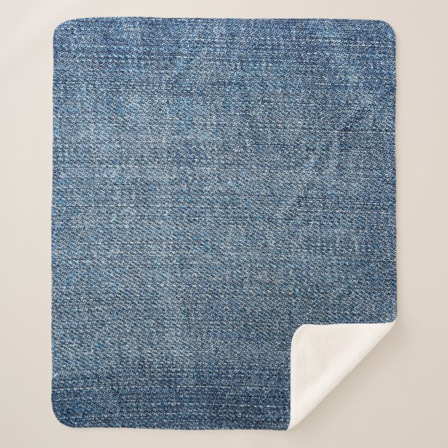 Shabby denim texture for background. Blue jeans Sherpa Blanket (Front)