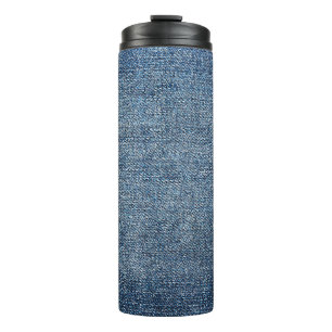 Shabby denim texture for background. Blue jeans Thermal Tumbler