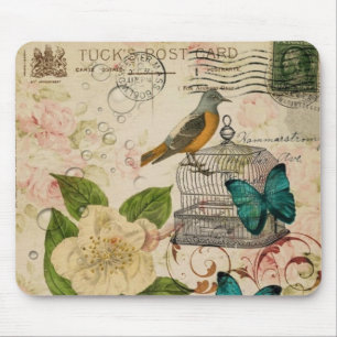 shabby elegance botanical bird french provincial mouse mat