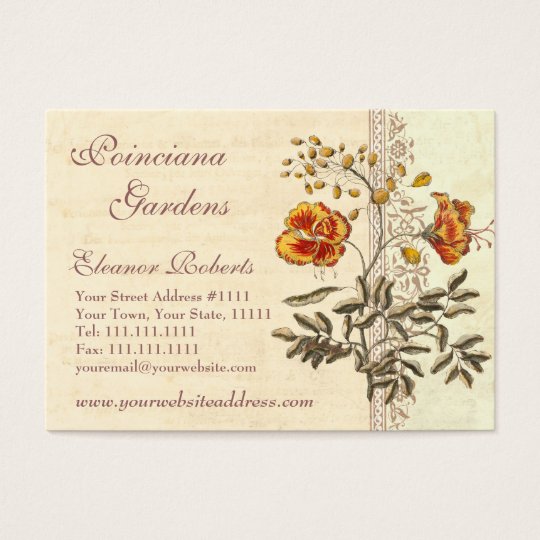 Shabby Elegance Vintage Poinciana Flowers Business Card