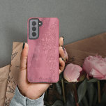 Shabby Elegant Girly Pink Name Samsung Galaxy Case<br><div class="desc">A pretty pink tone on tone design. The background has the shabby look of aged vintage piece. The addition of an large floral flourish in the same hues as the background adds a simple touch of elegance that puts this design over the top. Add your name to make it your...</div>