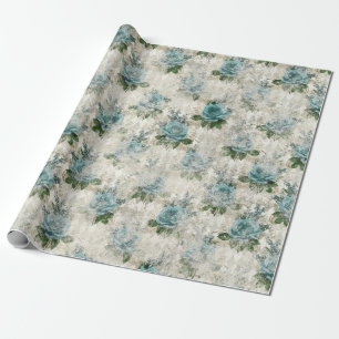 Shabby Floral Aqua Series Design 2 Wrapping Paper