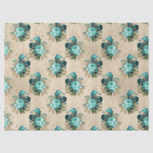 Shabby Floral Aqua Series Design 3 Tissue Paper