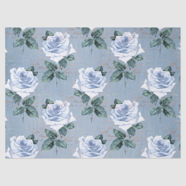 Shabby Floral Blue Series Design 1 Tissue Paper (Front)