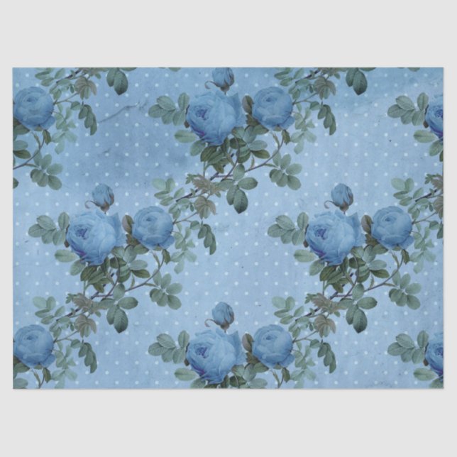 Shabby Floral Blue Series Design 5 Tissue Paper (Front)
