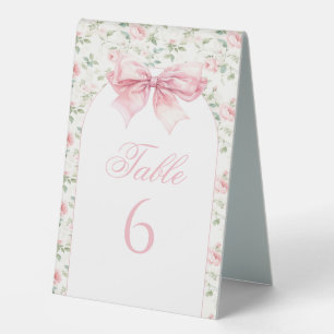 Shabby Floral Bow Baby Girl Shower Table Numbers