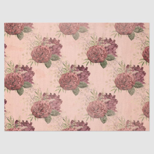Shabby Floral Peach Series Design 11 Tissue Paper (Front)
