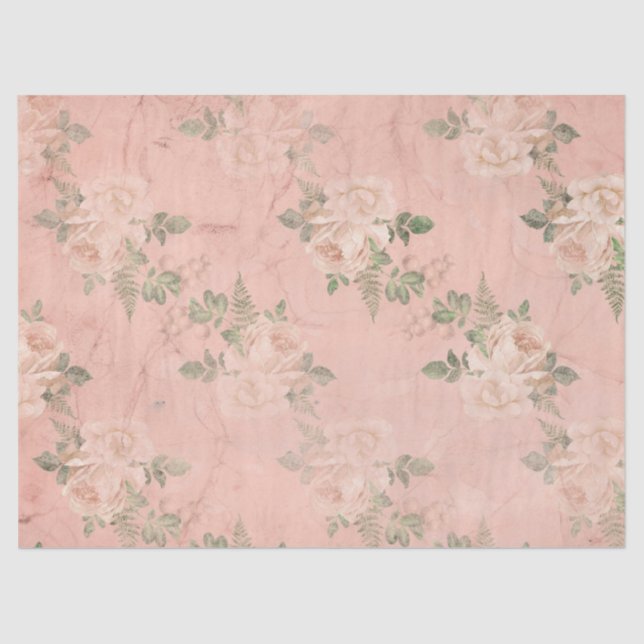 Shabby Floral Peach Series Design 3 Tissue Paper (Front)