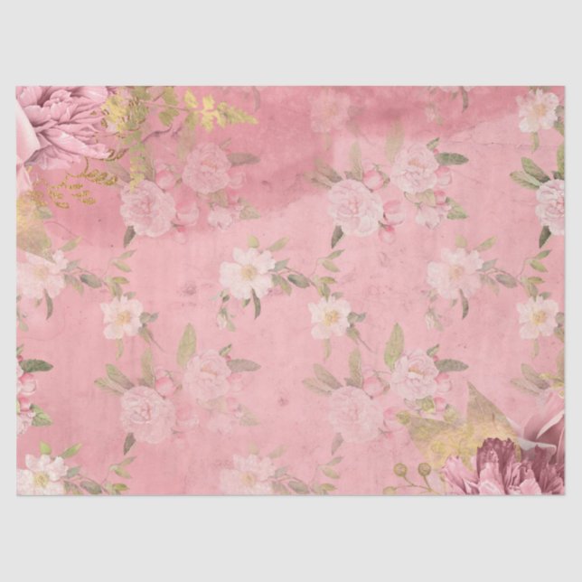 Shabby Floral Pink Series Design 3 Tissue Paper (Front)