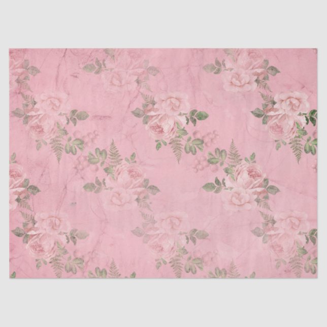 Shabby Floral Pink Series Design 9 Tissue Paper (Front)
